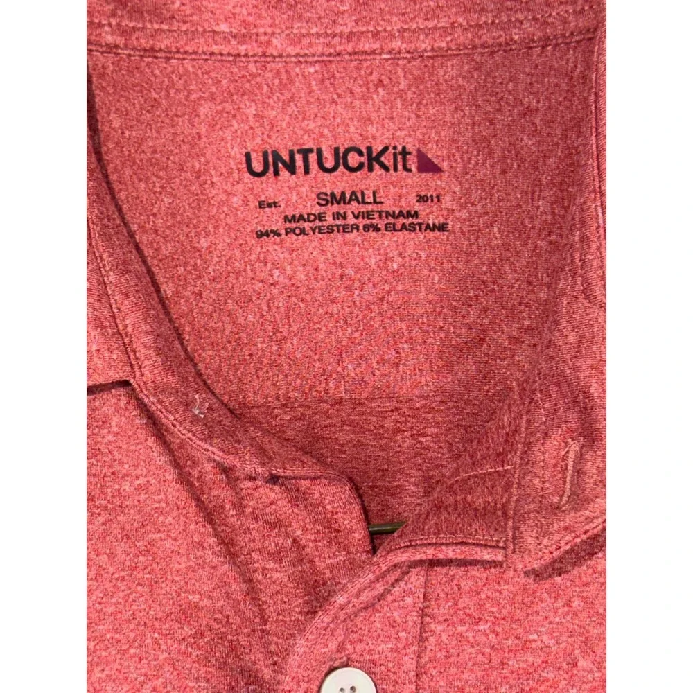 UNTUCKit Mens Perf Tee BD Terra Orange Heathered Stretch Button Down Shirt Small